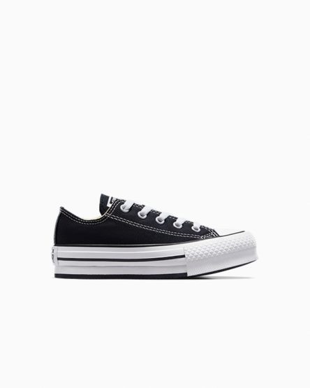 Topanky Na Platforme Converse Chuck Taylor All Star Lift Nizke Dievcenske Čierne Biele Čierne | SK XQ11NM7